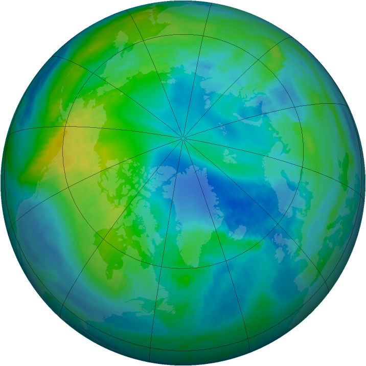 Arctic ozone map for 27 October 1985